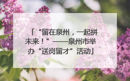 “留在泉州，一起拼未来！”——泉州市举办“送岗留才”活动