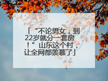 “不论男女，到22岁就分一套房！”山东这个村，让全网都羡慕了