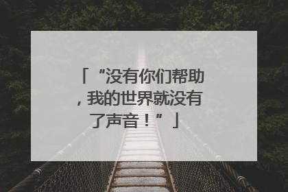 “没有你们帮助，我的世界就没有了声音！”