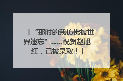 “那时的我仿佛被世界遗忘”……祝贺赵旭红，已被录取！