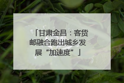 甘肃金昌：客货邮融合跑出城乡发展“加速度”