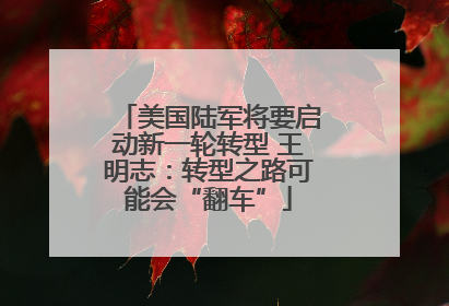 美国陆军将要启动新一轮转型 王明志：转型之路可能会“翻车”