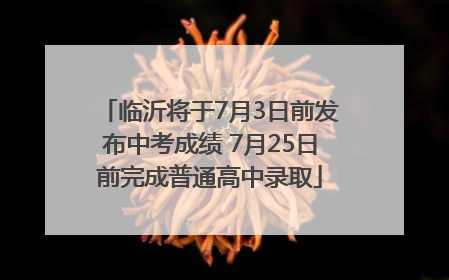临沂将于7月3日前发布中考成绩 7月25日前完成普通高中录取