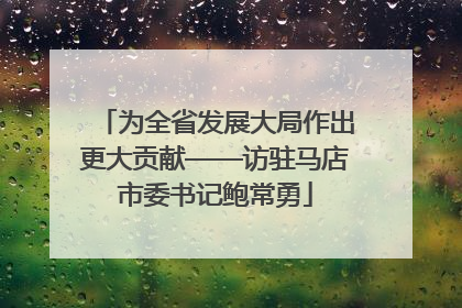 为全省发展大局作出更大贡献——访驻马店市委书记鲍常勇