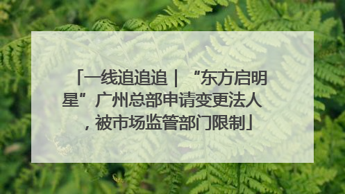 一线追追追｜“东方启明星”广州总部申请变更法人，被市场监管部门限制