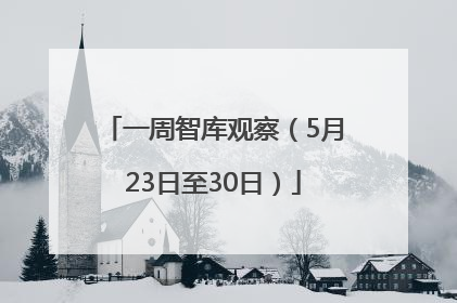 一周智库观察（5月23日至30日）