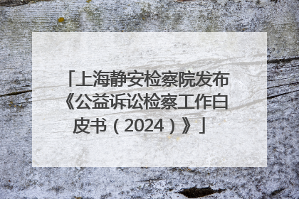 上海静安检察院发布《公益诉讼检察工作白皮书（2024）》