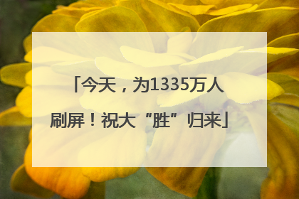 今天，为1335万人刷屏！祝大“胜”归来