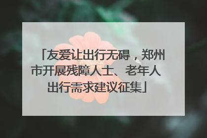 友爱让出行无碍，郑州市开展残障人士、老年人出行需求建议征集