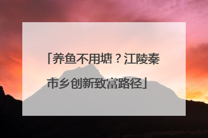 养鱼不用塘？江陵秦市乡创新致富路径
