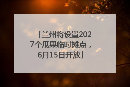 兰州将设置2027个瓜果临时摊点，6月15日开放