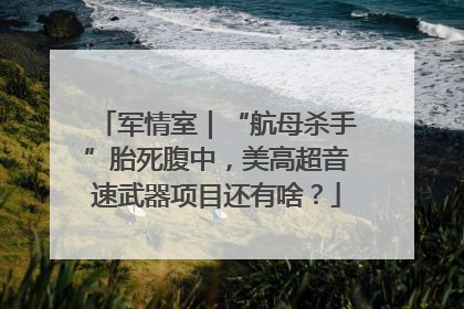 军情室｜“航母杀手”胎死腹中，美高超音速武器项目还有啥？