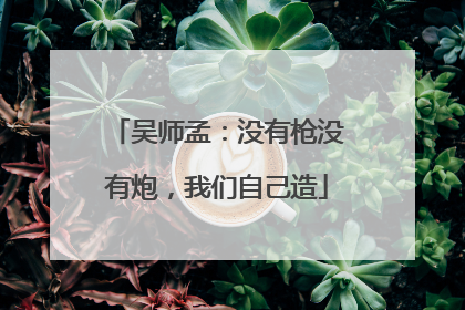 吴师孟：没有枪没有炮，我们自己造