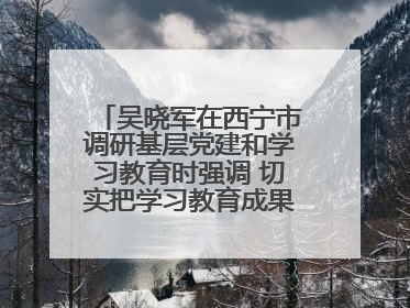 吴晓军在西宁市调研基层党建和学习教育时强调 切实把学习教育成果转化为惠民实效