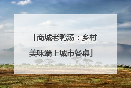 商城老鸭汤：乡村美味端上城市餐桌