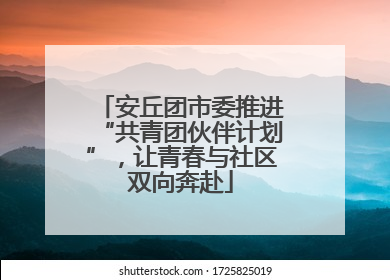 安丘团市委推进“共青团伙伴计划”，让青春与社区双向奔赴