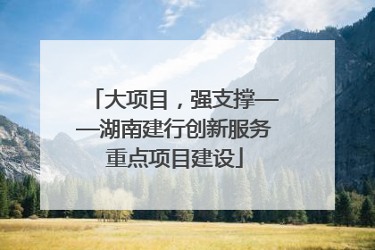 大项目，强支撑——湖南建行创新服务重点项目建设