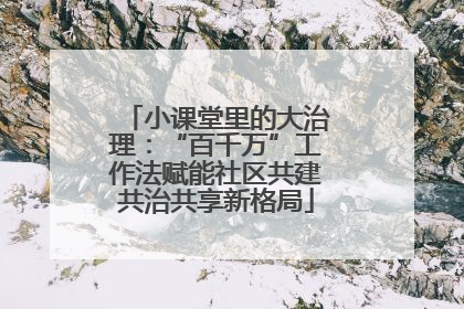 小课堂里的大治理：“百千万”工作法赋能社区共建共治共享新格局