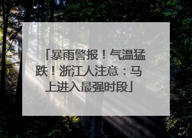 暴雨警报！气温猛跌！浙江人注意：马上进入最强时段