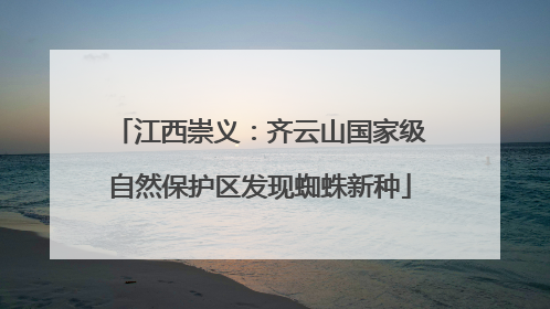 江西崇义：齐云山国家级自然保护区发现蜘蛛新种