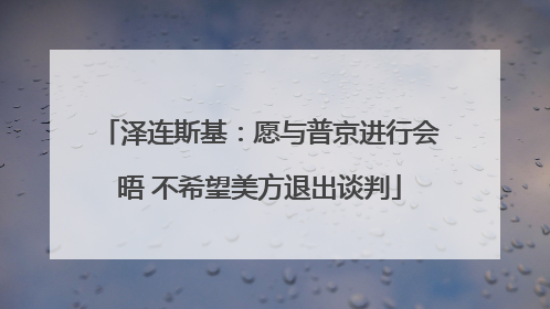 泽连斯基：愿与普京进行会晤 不希望美方退出谈判