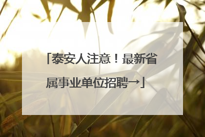 泰安人注意！最新省属事业单位招聘→