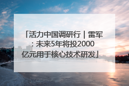 活力中国调研行｜雷军：未来5年将投2000亿元用于核心技术研发