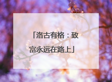 洛古有格：致富永远在路上