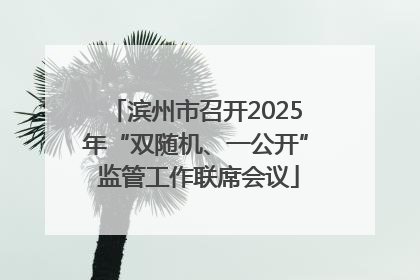 滨州市召开2025年“双随机、一公开” 监管工作联席会议