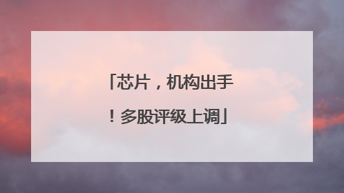 芯片，机构出手！多股评级上调