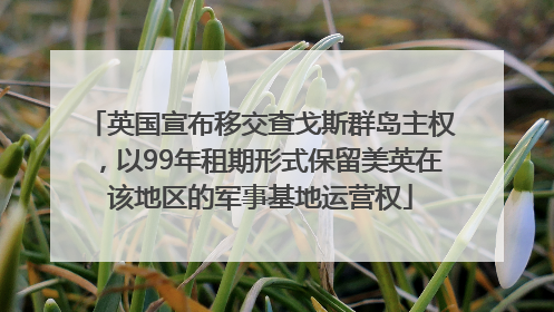 英国宣布移交查戈斯群岛主权，以99年租期形式保留美英在该地区的军事基地运营权
