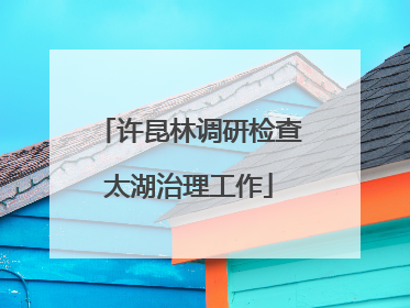 许昆林调研检查太湖治理工作