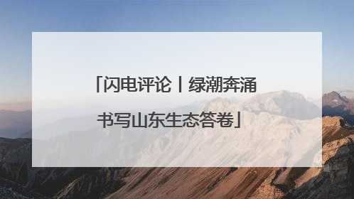 闪电评论丨绿潮奔涌 书写山东生态答卷