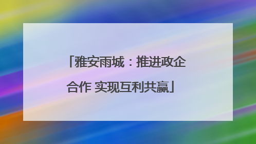雅安雨城：推进政企合作 实现互利共赢