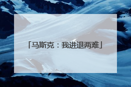 马斯克：我进退两难