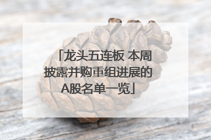 龙头五连板 本周披露并购重组进展的A股名单一览