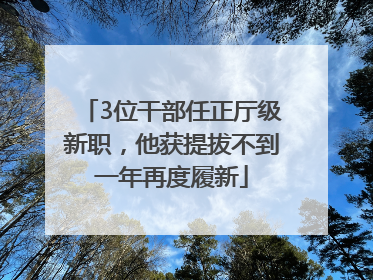 3位干部任正厅级新职，他获提拔不到一年再度履新