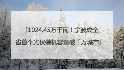 1024.45万千瓦！宁波成全省首个光伏装机容量破千万城市