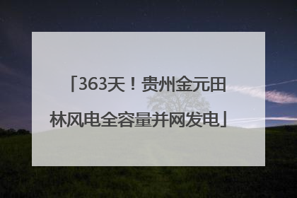 363天！贵州金元田林风电全容量并网发电