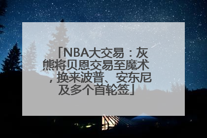NBA大交易：灰熊将贝恩交易至魔术，换来波普、安东尼及多个首轮签