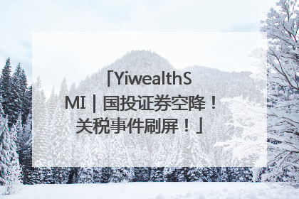 YiwealthSMI｜国投证券空降！关税事件刷屏！